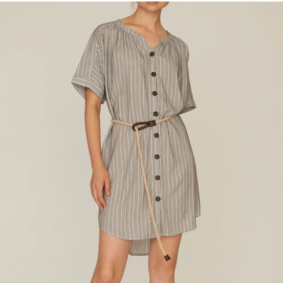 Sanctuary Striped Black and White Button Down Ellis Shirt Dress, Size M - Picture 2 of 12